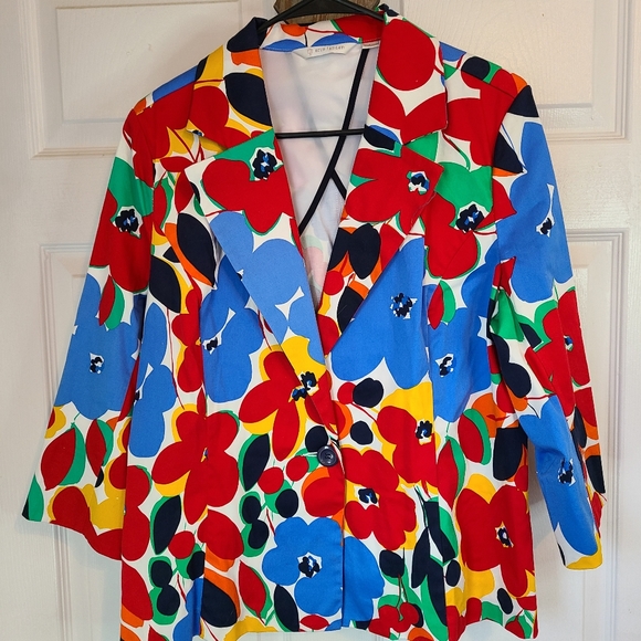 Erin London, Woman's Long Sleeve Blazer, Size: Large Color: Flower Pattern - Picture 3 of 16